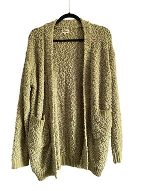 Pulse Sage Popcorn Cardigan XS Cozy Open Front Knit Pockets
